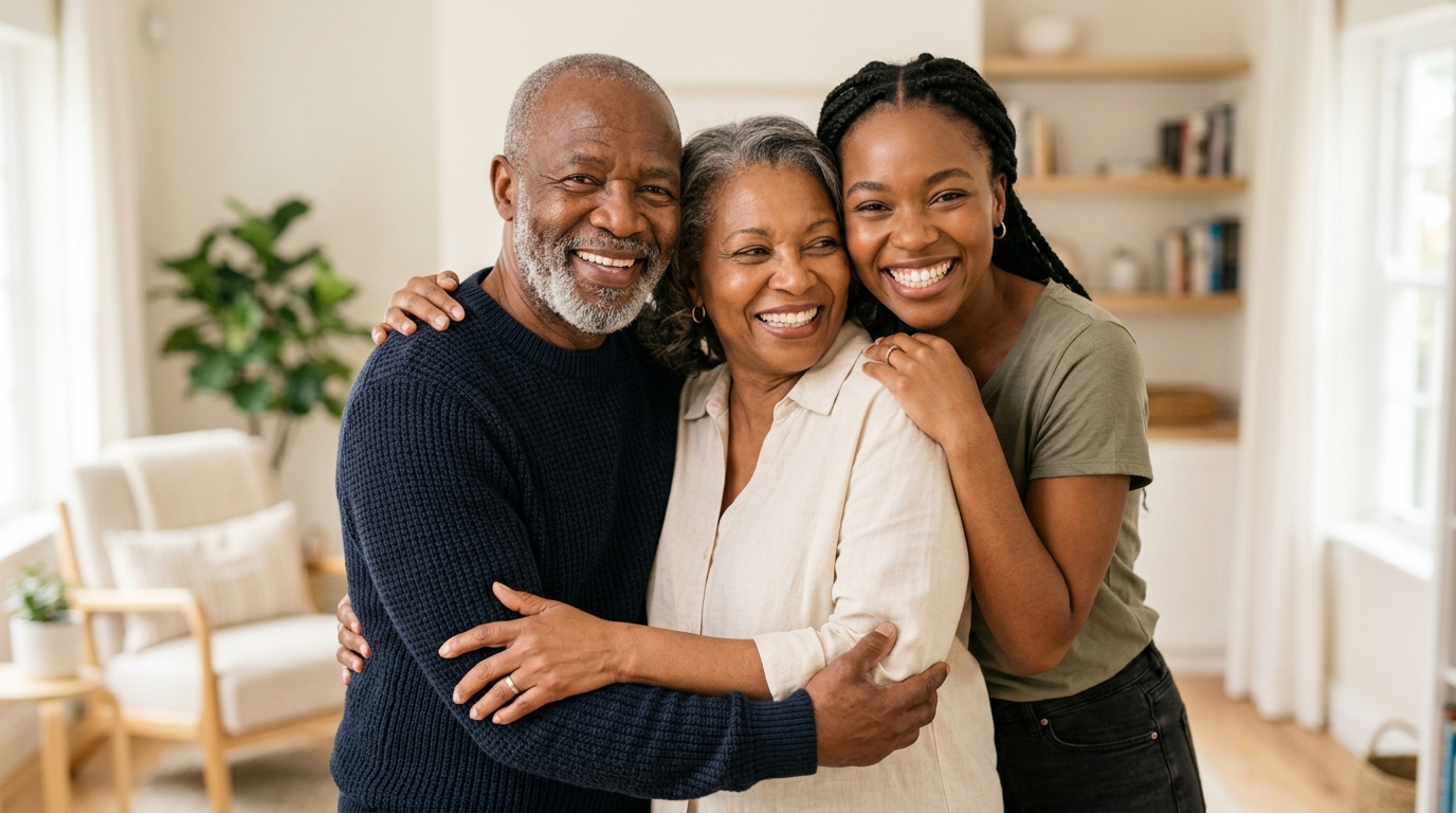 A smiling family together